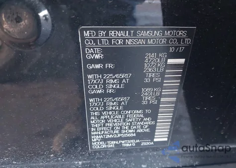 2018 Nissan Rogue S из США, поврежденный, VIN KNMAT2MV2JP515684